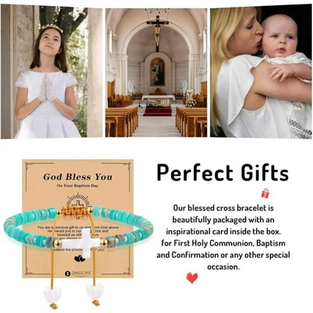 Cross Bracelet for Women, Girls & Boys - First Communion, Baptism & Christian